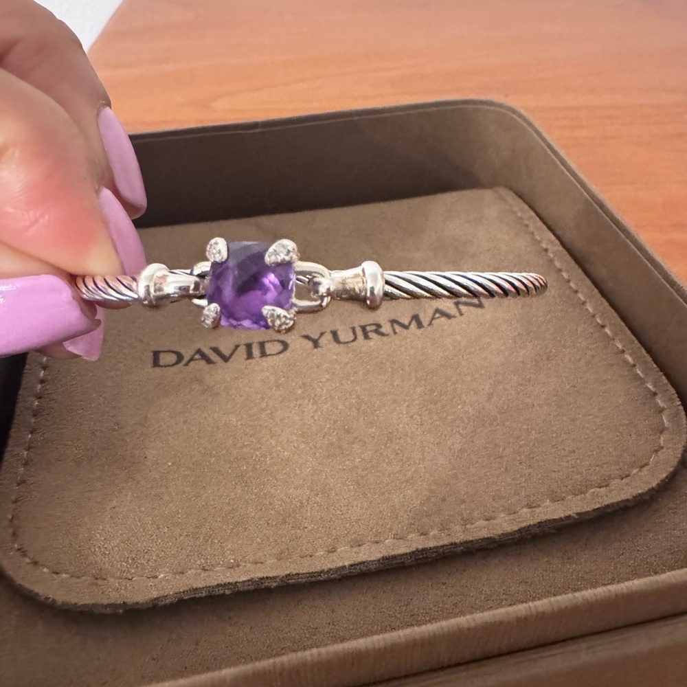 David Yurman Silver and Diamond with Amethyst braclet. Worn only once